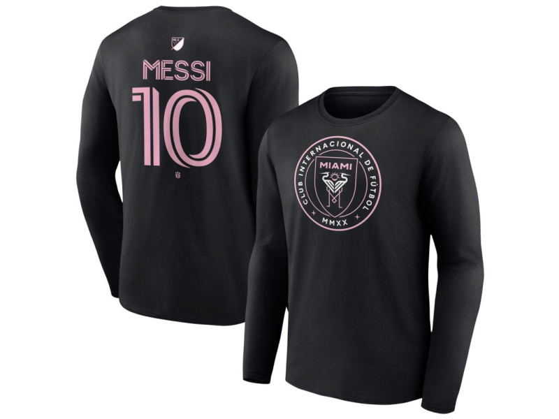 Youth Inter Miami CF Authentic Stack #10 Lionel Messi Long Sleeve T-Shirt - Black