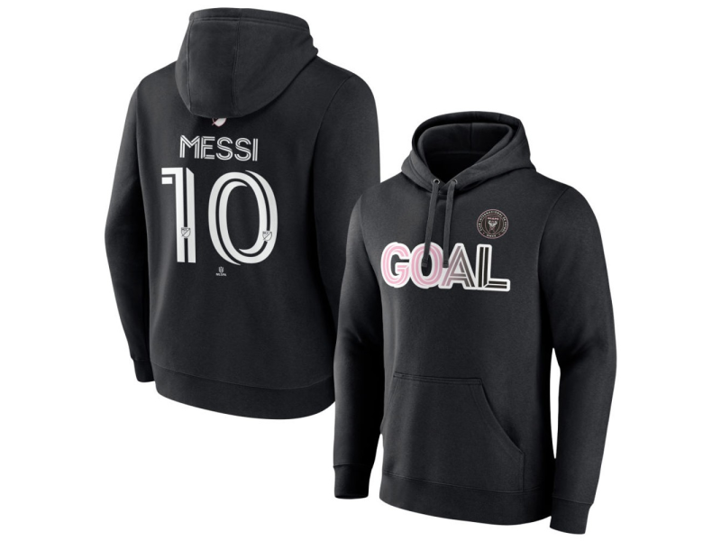 Men's Inter Miami CF Goal #10 Lionel Messi Pullover Hoodie - Black