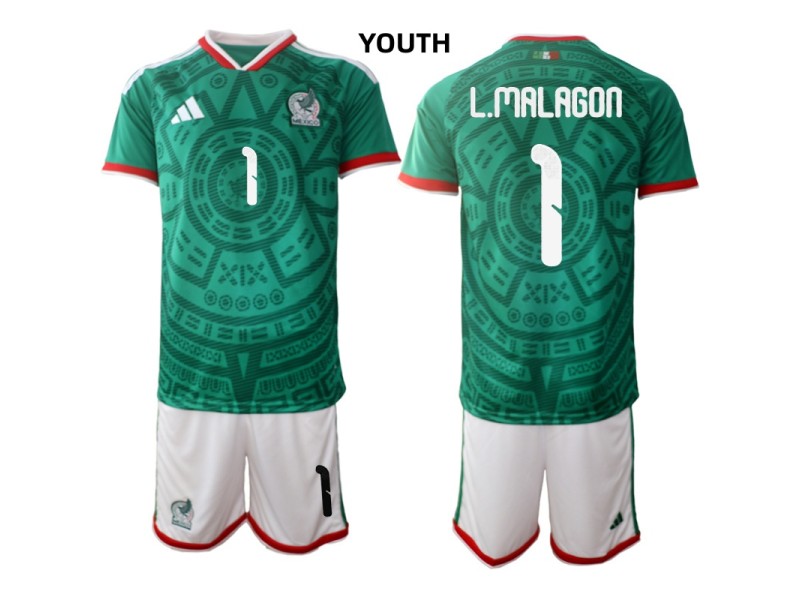 Youth L.MALAGON Mexico 2026 World Cup Home Fan Jersey - Green