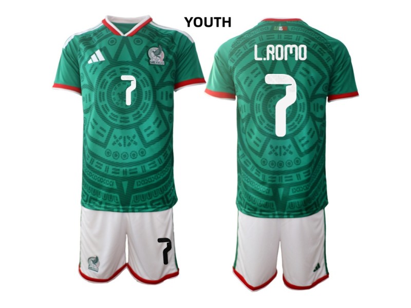 Youth L.ROMO Mexico 2026 World Cup Home Fan Jersey - Green