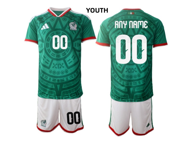 Youth Custom Mexico 2026 World Cup Home Fan Jersey - Green