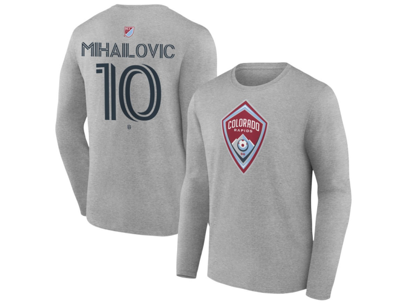 Men's Colorado Rapids #10 Djordje Mihailovic Team Authentic Long Sleeve T-Shirt - Gray