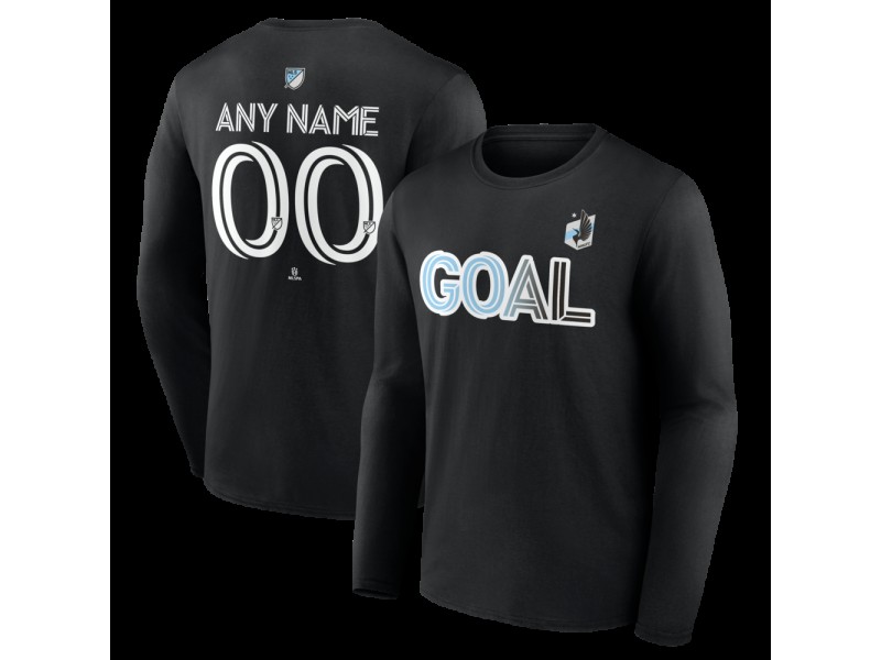Men's Minnesota United FC Goal Custom Long Sleeve T-Shirt - Black