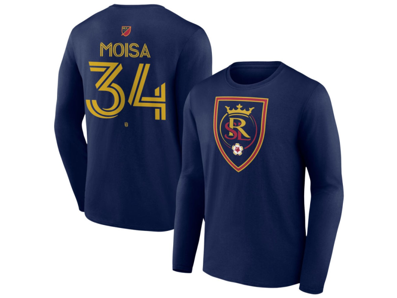 Men's Real Salt Lake #34 Luca Moisa Team Authentic Long Sleeve T-Shirt - Navy