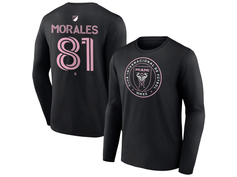 Men's Inter Miami CF Authentic Stack #81 Santiago Morales Long Sleeve T-Shirt - Black