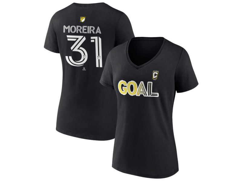 Women's Columbus Crew Goal #31 Steven Moreira V-Neck T-Shirt - Black