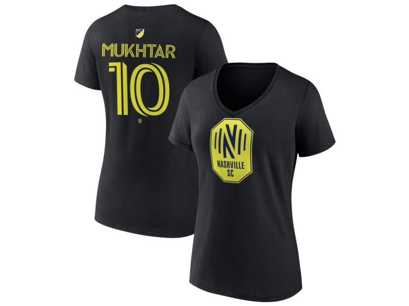 Women's Nashville SC #10 Hany Mukhtar Team Authentic V-Neck T-Shirt - Black
