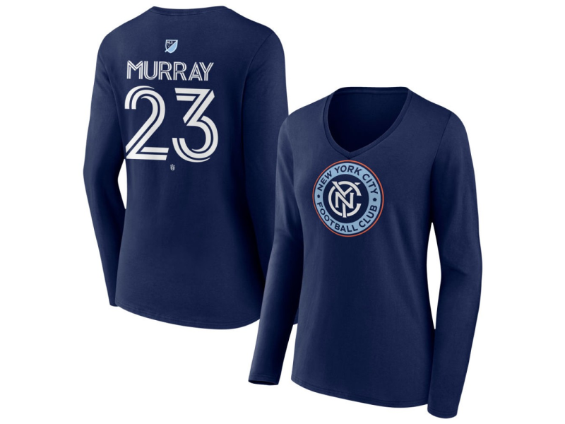 Women's New York City FC #23 Max Murray Team Authentic Long Sleeve V-Neck T-Shirt - Navy