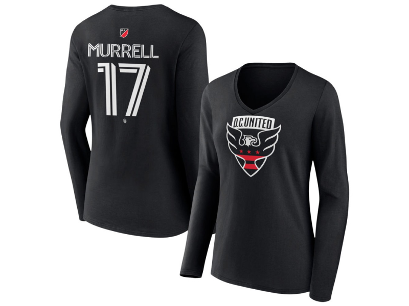 Women's D.C. United #17 Jacob Murrell Team Authentic Long Sleeve V-Neck T-Shirt - Black