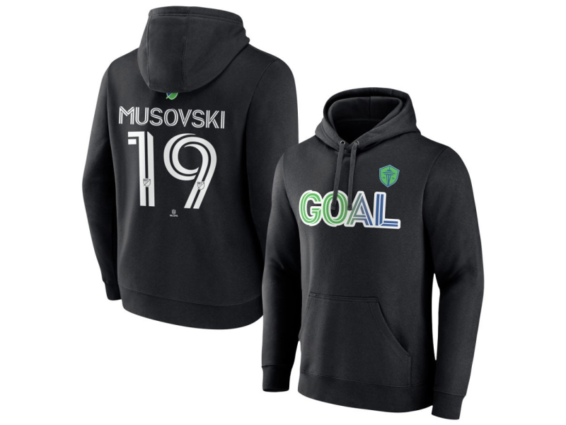 Men's Seattle Sounders FC Goal #19 Danny Musovski Pullover Hoodie - Black