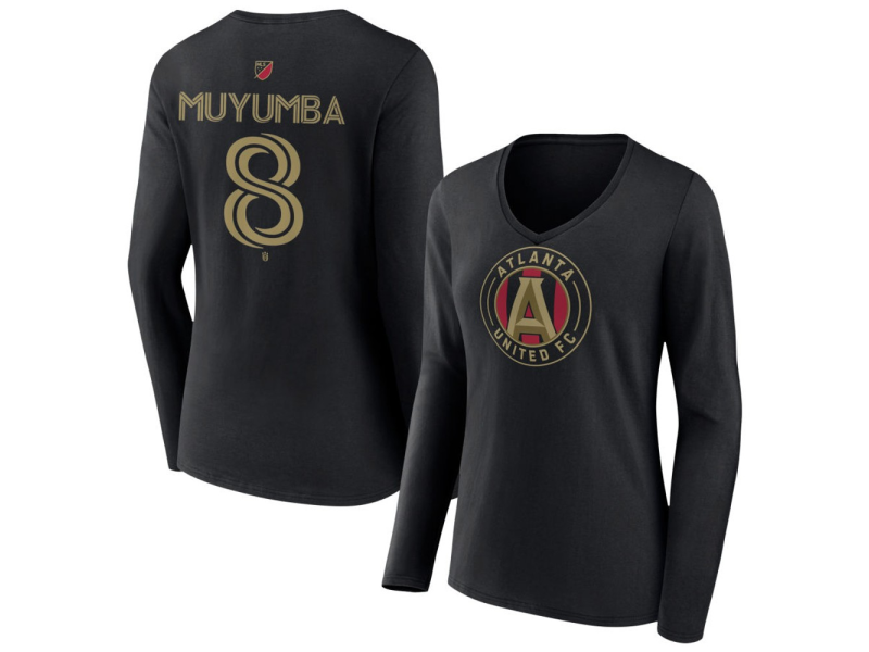 Women's Atlanta United FC #8 Tristan Muyumba Team Authentic Long Sleeve V-Neck T-Shirt - Black