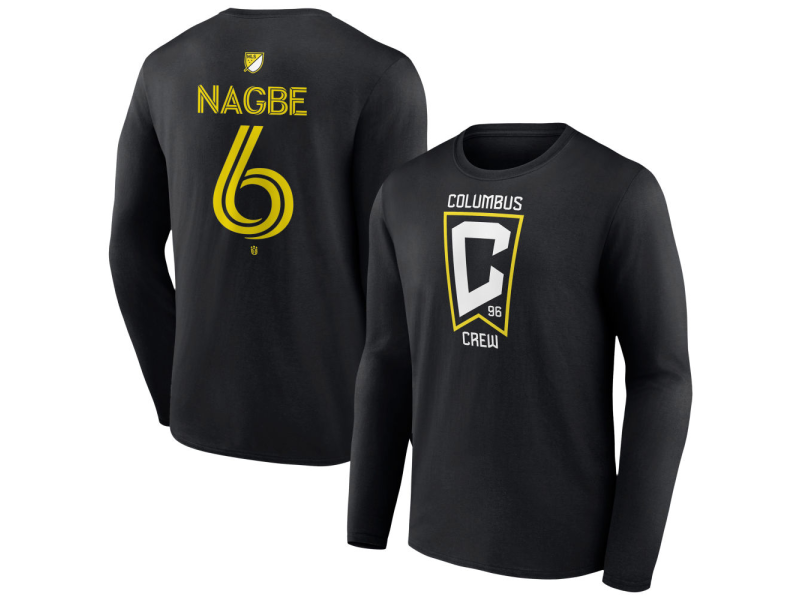 Youth Columbus Crew #6 Darlington Nagbe Team Authentic Long Sleeve T-Shirt - Black