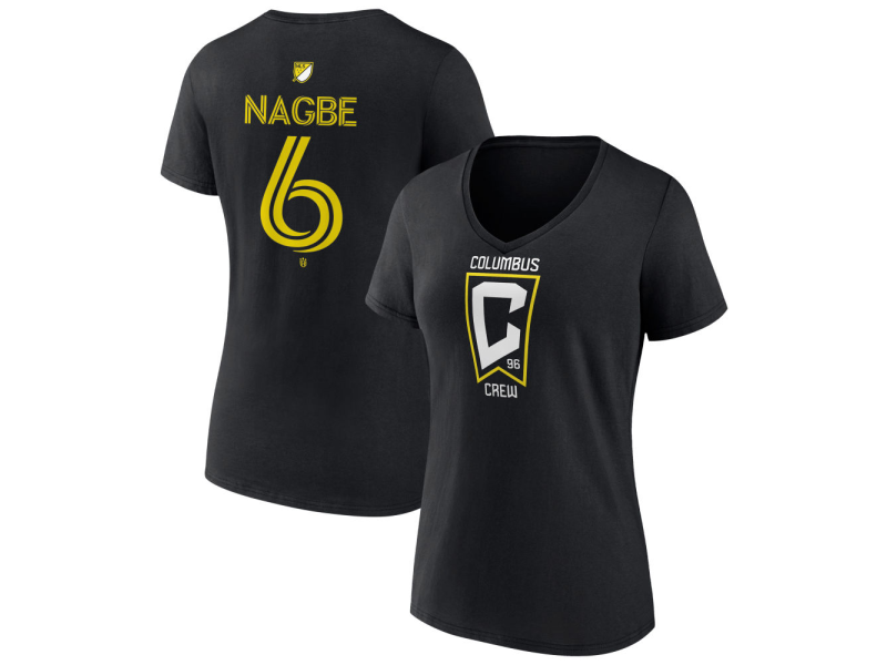 Women's Columbus Crew #6 Darlington Nagbe Team Authentic V-Neck T-Shirt - Black