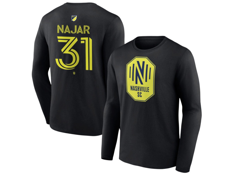Youth Nashville SC #31 Andy Najar Team Authentic Long Sleeve T-Shirt - Black