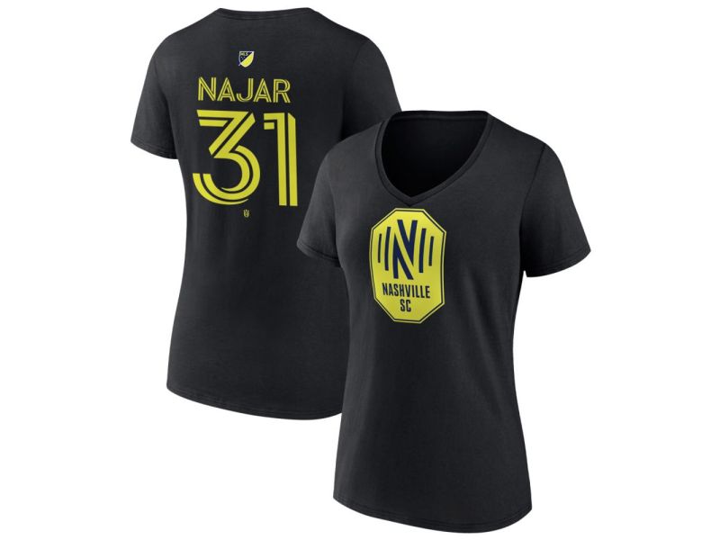 Women's Nashville SC #31 Andy Najar Team Authentic V-Neck T-Shirt - Black