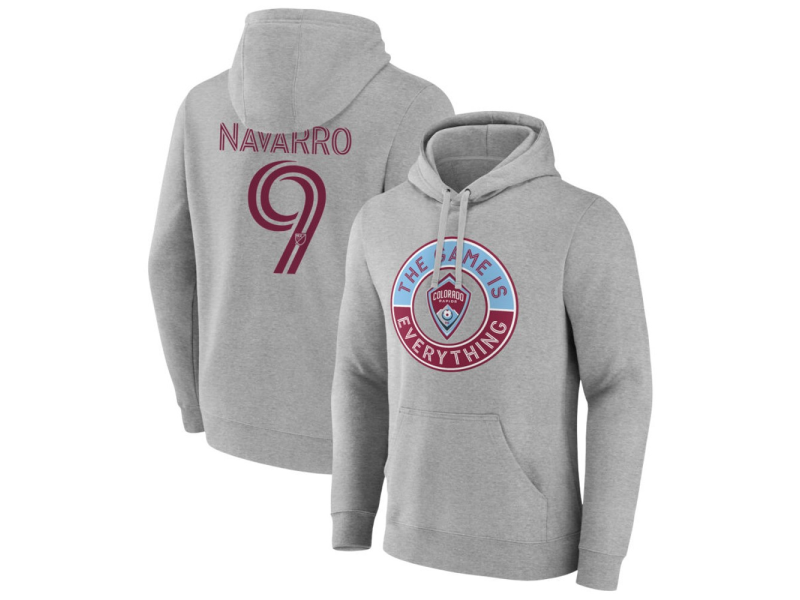 Men's Colorado Rapids The Game Is Everything #9 Rafael Navarro Pullover Hoodie - Gray