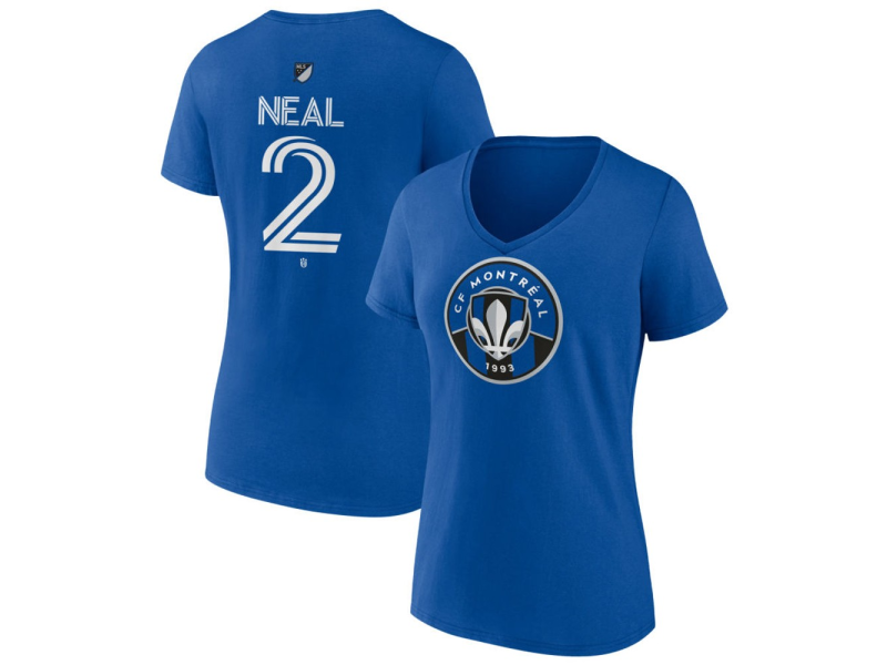 Women's CF Montreal #2 Jalen Neal Team Authentic V-Neck T-Shirt - Royal