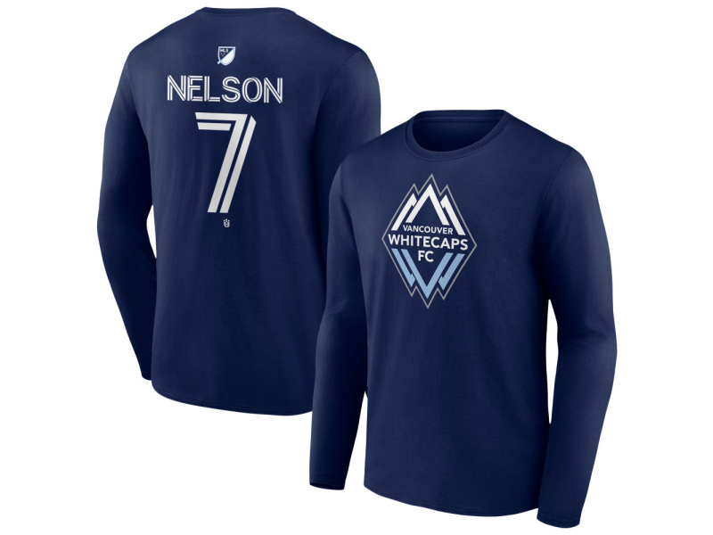 Men's Vancouver Whitecaps FC #7 Jayden Nelson Team Authentic Long Sleeve T-Shirt - Navy