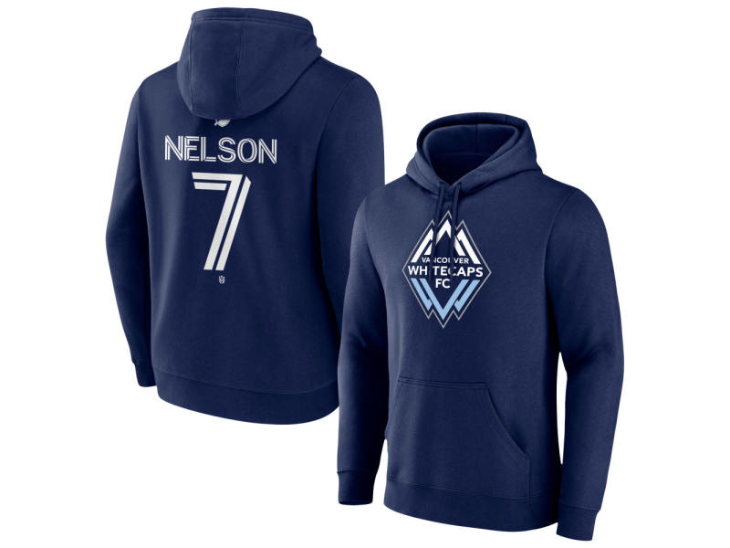 Men's Vancouver Whitecaps FC #7 Jayden Nelson Team Authentic Pullover Hoodie - Navy
