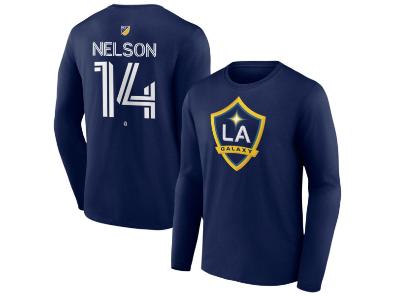 Men's LA Galaxy #14 John Nelson Team Authentic Long Sleeve T-Shirt - Navy