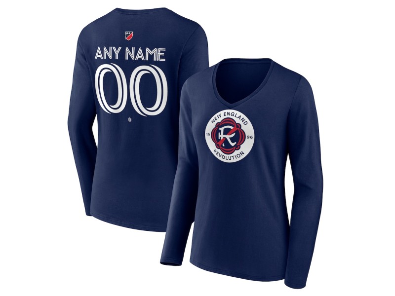 Women's New England Revolution Custom Team Authentic Long Sleeve V-Neck T-Shirt - Navy