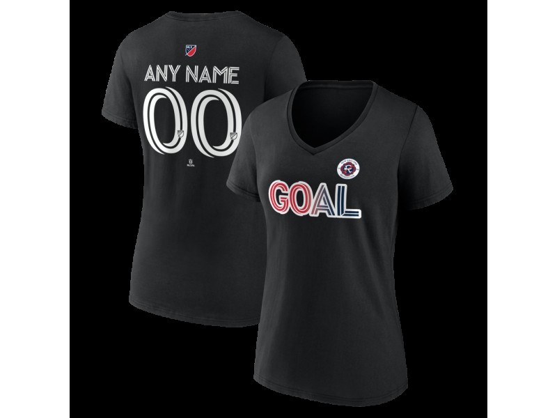 Women's New England Revolution Goal Custom V-Neck T-Shirt - Black