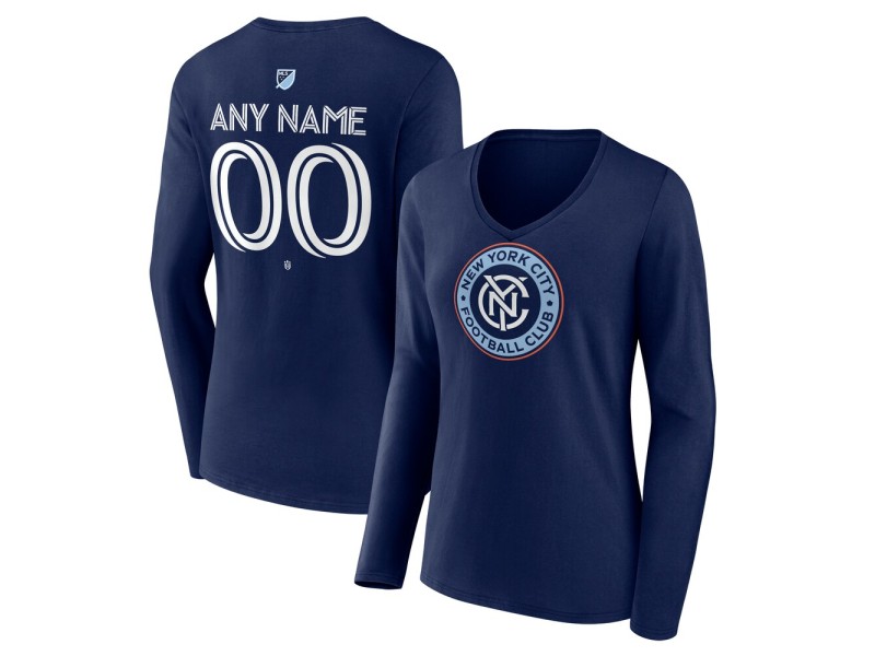 Women's New York City FC Custom Team Authentic Long Sleeve V-Neck T-Shirt - Navy