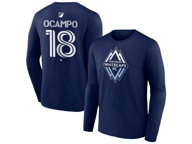 Men's Vancouver Whitecaps FC #18 Edier Ocampo Team Authentic Long Sleeve T-Shirt - Navy