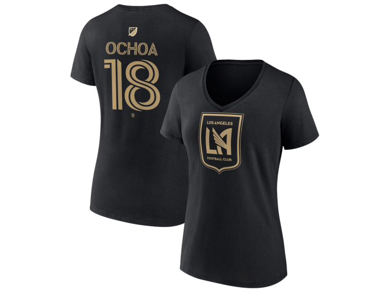 Women's LAFC #18 David Ochoa Team Authentic V-Neck T-Shirt - Black