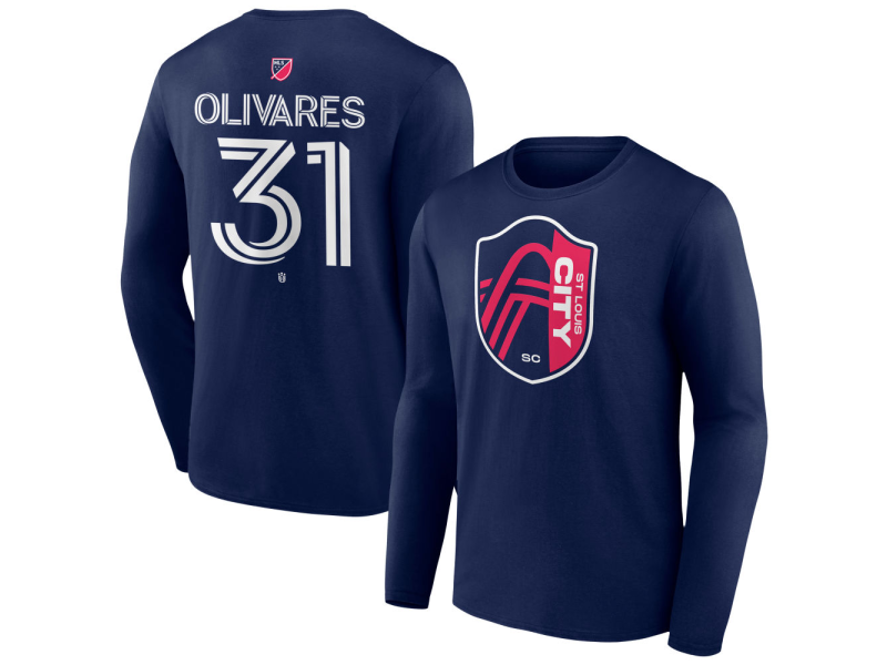 Men's St. Louis City SC #31 Christian Olivares Team Authentic Long Sleeve T-Shirt - Navy