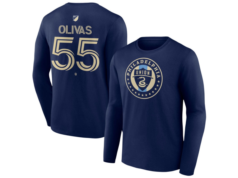 Men's Philadelphia Union #55 Sal Olivas Team Authentic Long Sleeve T-Shirt - Navy