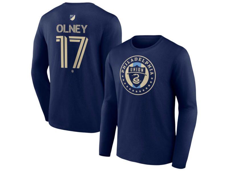 Youth Philadelphia Union #17 CJ Olney Team Authentic Long Sleeve T-Shirt - Navy