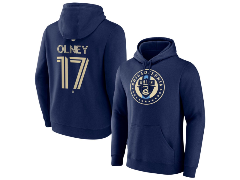 Men's Philadelphia Union #17 CJ Olney Team Authentic Pullover Hoodie - Navy