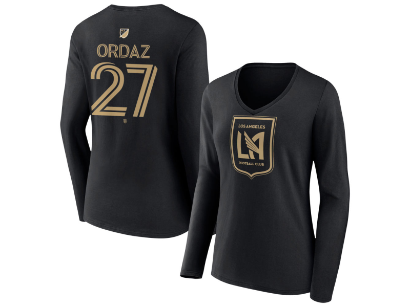 Women's LAFC #27 Nathan Ordaz Team Authentic Long Sleeve V-Neck T-Shirt - Black