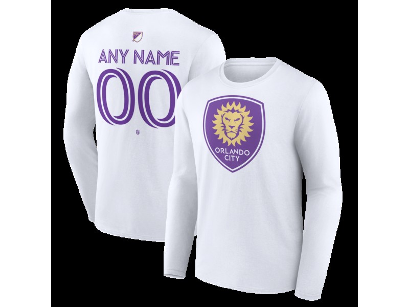 Men's Orlando City SC Authentic Stack Custom Long Sleeve T-Shirt - White