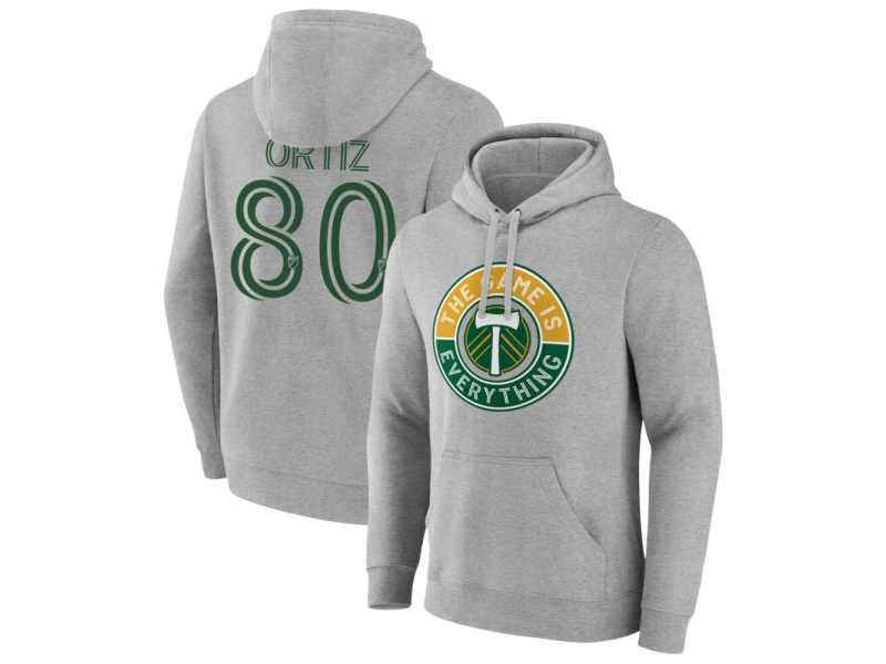 Men's Portland Timbers The Game Is Everything #80 Joao Ortiz Pullover Hoodie - Gray