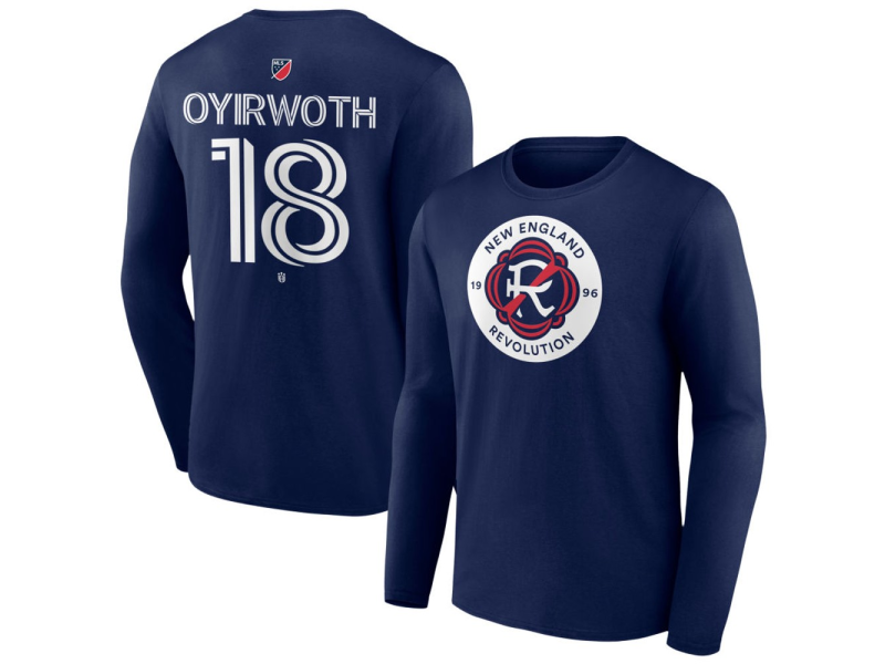 Youth New England Revolution #18 Allan Oyirwoth Team Authentic Long Sleeve T-Shirt - Navy