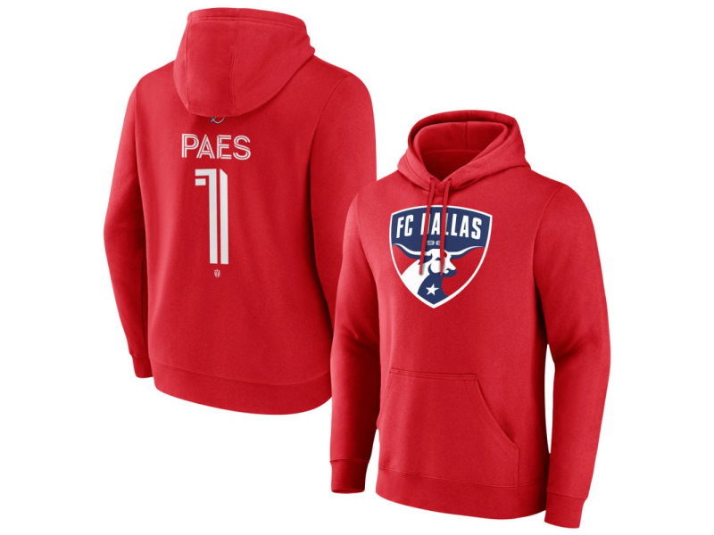 Men's FC Dallas #1 Maarten Paes Team Authentic Pullover Hoodie - Red