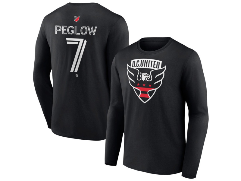 Youth D.C. United #7 Joao Peglow Team Authentic Long Sleeve T-Shirt - Black
