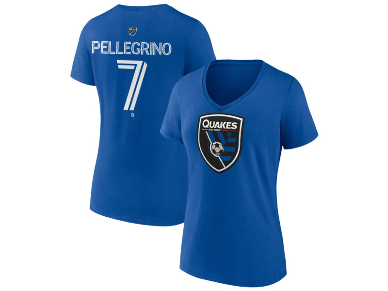 Women's San Jose Earthquakes #7 Amahl Pellegrino Team Authentic V-Neck T-Shirt - Royal