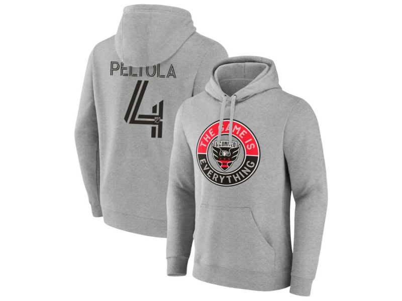 Men's D.C. United The Game Is Everything #4 Matti Peltola Pullover Hoodie - Gray