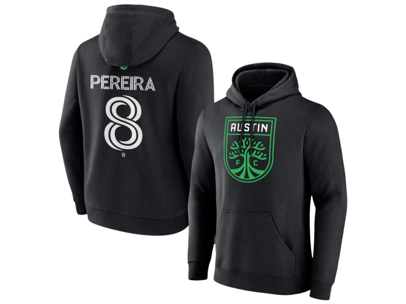 Men's Austin FC #8 Daniel Pereira Team Authentic Pullover Hoodie - Black