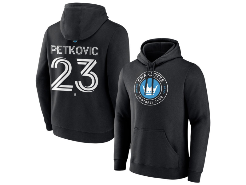 Men's Charlotte FC #23 Nikola Petkovic Team Authentic Pullover Hoodie - Black