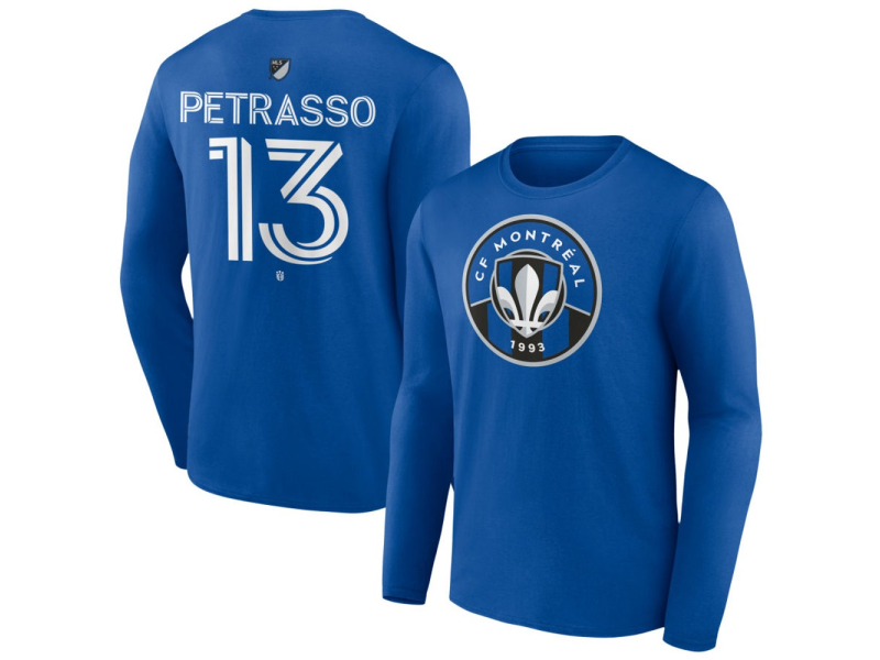 Men's CF Montreal #13 Luca Petrasso Team Authentic Long Sleeve T-Shirt - Royal