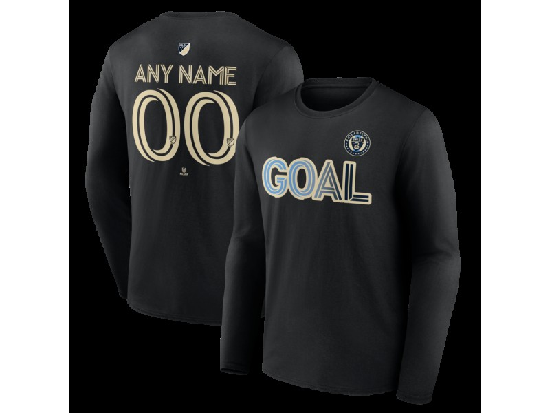 Men's Philadelphia Union Goal Custom Long Sleeve T-Shirt - Black