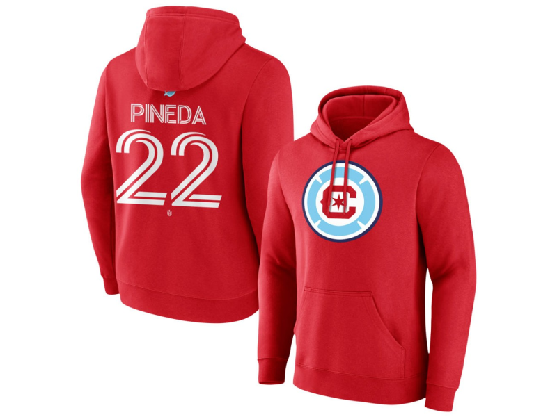 Men's Chicago Fire Authentic Stack #22 Mauricio Pineda Pullover Hoodie - Red