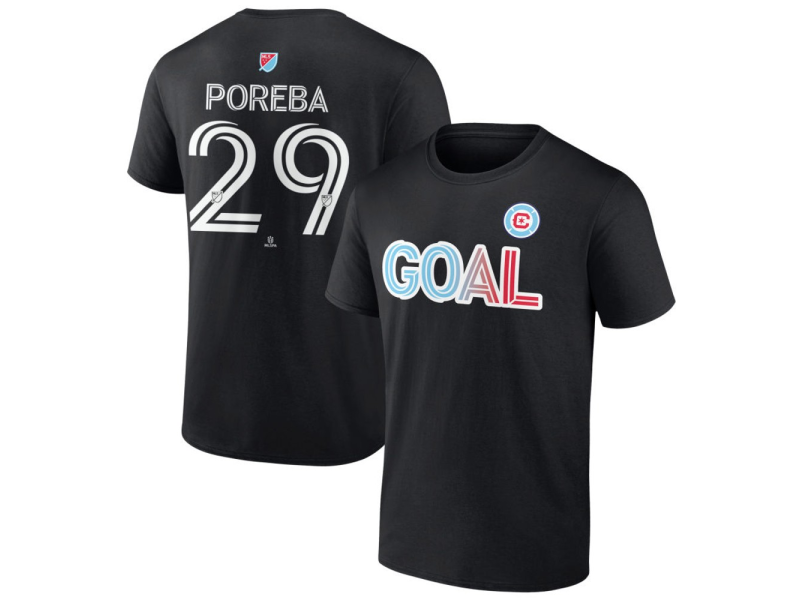 Men's Chicago Fire Goal #29 David Poreba T-Shirt - Black