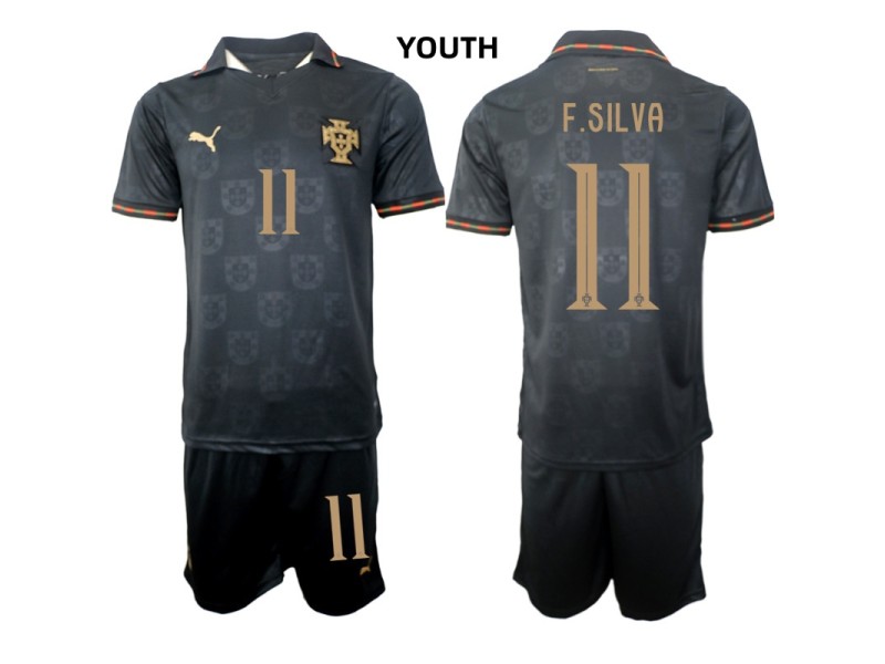 Youth F.SILVA Portugal 2026 World Cup Special Edition Away Fan Jersey - Black