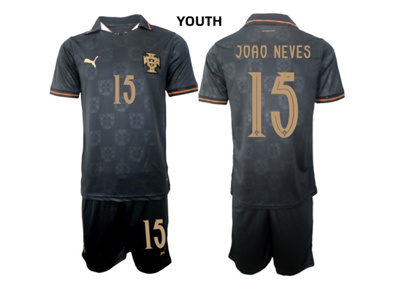 Youth JONO NEVES Portugal 2026 World Cup Special Edition Away Fan Jersey - Black