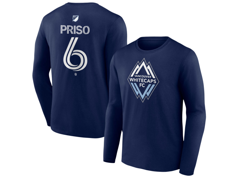 Youth Vancouver Whitecaps FC #6 Ralph Priso Team Authentic Long Sleeve T-Shirt - Navy
